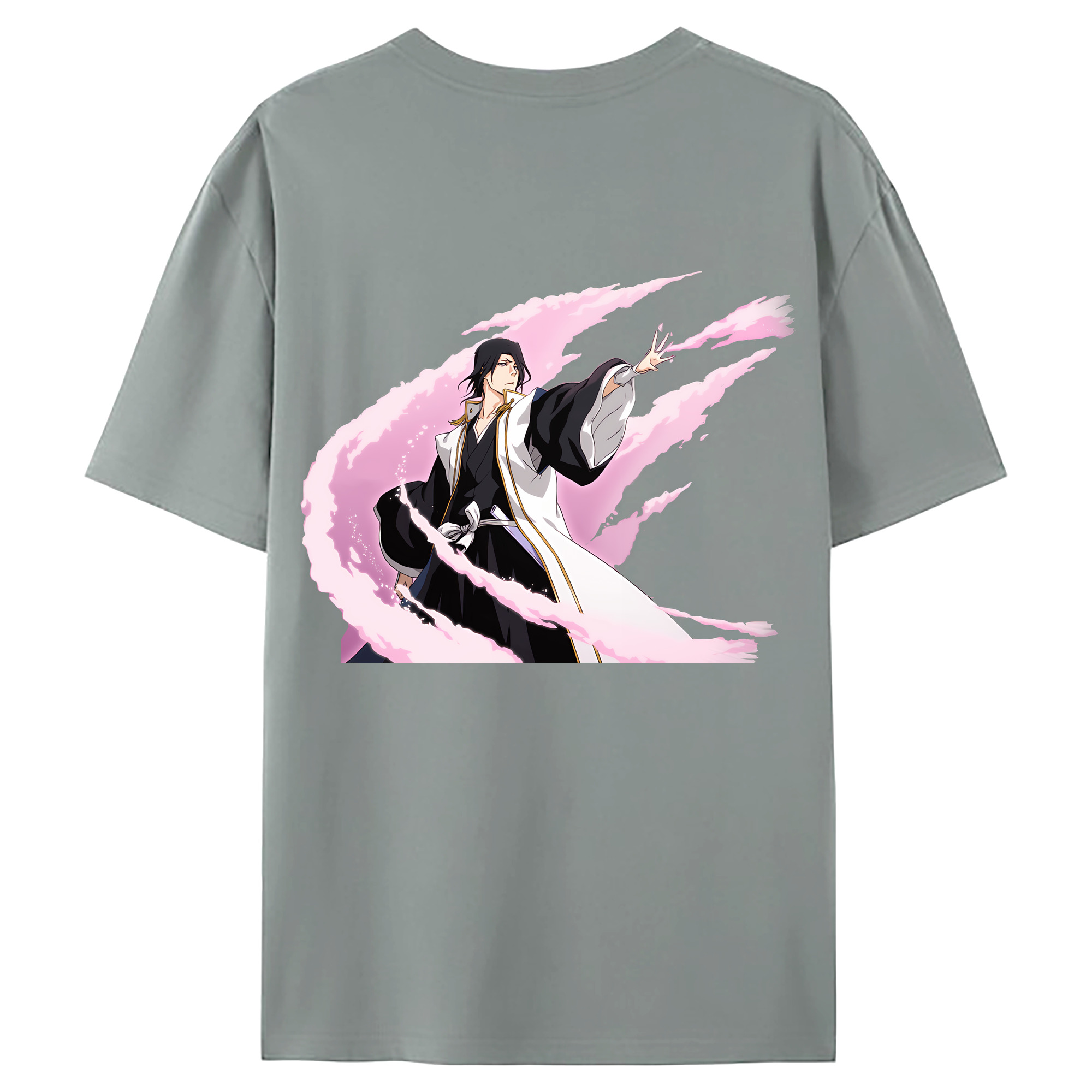 （画像用） ブリーチ くちき びゃくや BLEACH Kuchiki Byakuya 綿100％ メンズ半袖Tシャツ（バックプリント） 通気性